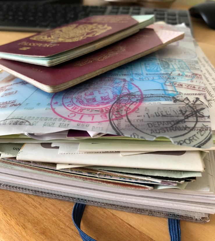Travel journal and old passports