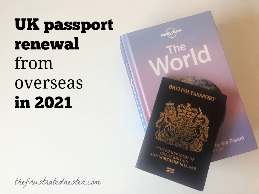UK passport renewal from overseas in 2021 - image of passport and world guide book
